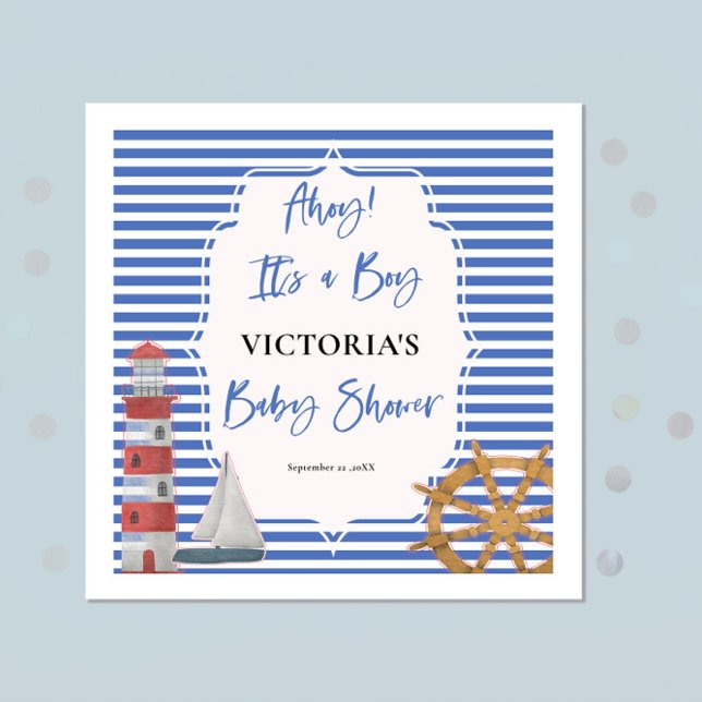 Serviette En Papier Baby shower Nautical Boy (Créateur téléchargé)