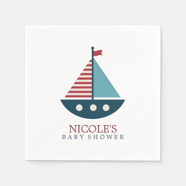 Serviette En Papier Baby shower nautique (Devant)