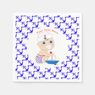 Serviette En Papier baby shower Nautique Garçons mignon marin Bleu