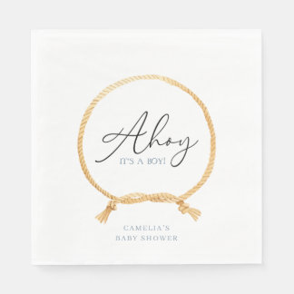 Serviette En Papier Baby shower nautique minimal Ahoy Boy's