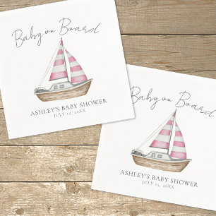 Serviette En Papier Baby shower nautique rose