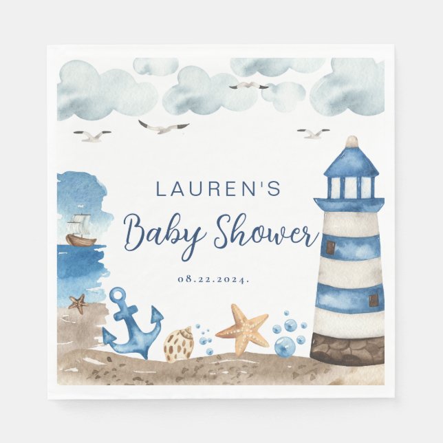 Serviette En Papier Baby shower nautique serviettes (Devant)