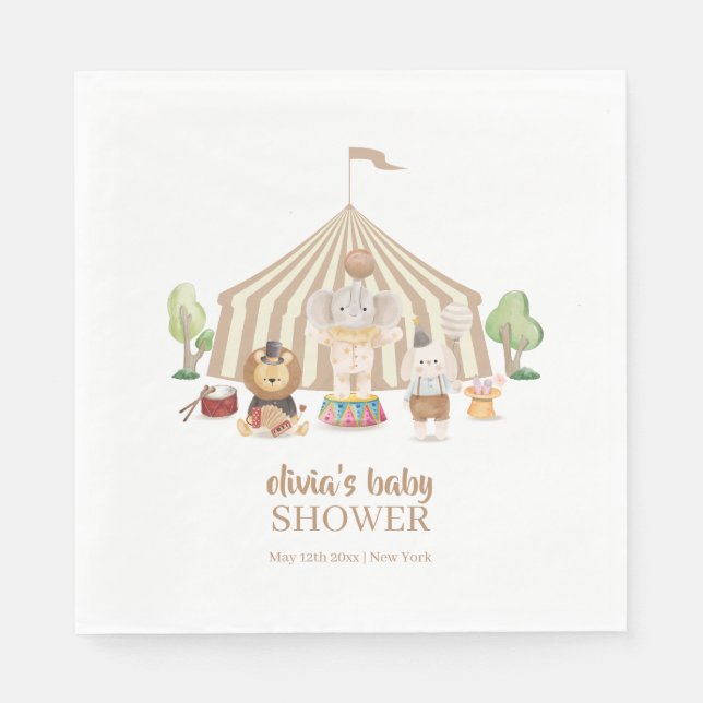 Serviette En Papier Baby shower Neutral Boho Magique Safari Cirque (Devant)