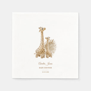 Serviette En Papier Baby shower Neutral Boho Pampas Grass Giraffe