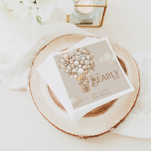 Serviette En Papier Baby shower neutre d'attente de l'ours en peluche (Créateur téléchargé)