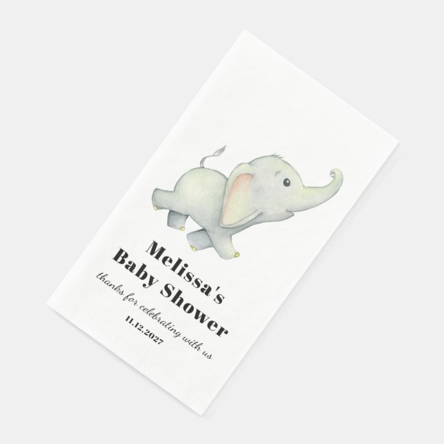 Serviette En Papier Baby shower neutre de genre éléphant (Coin)