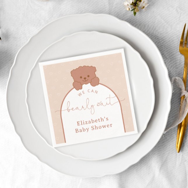 Serviette En Papier Baby shower neutre de l'ours en peluche minimal (Créateur téléchargé)