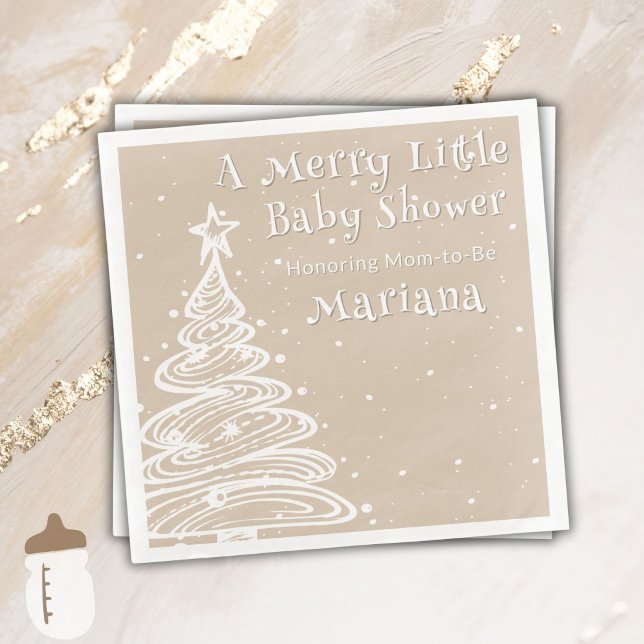 Serviette En Papier Baby shower neutre de Noël Beige Genre (Créateur téléchargé)