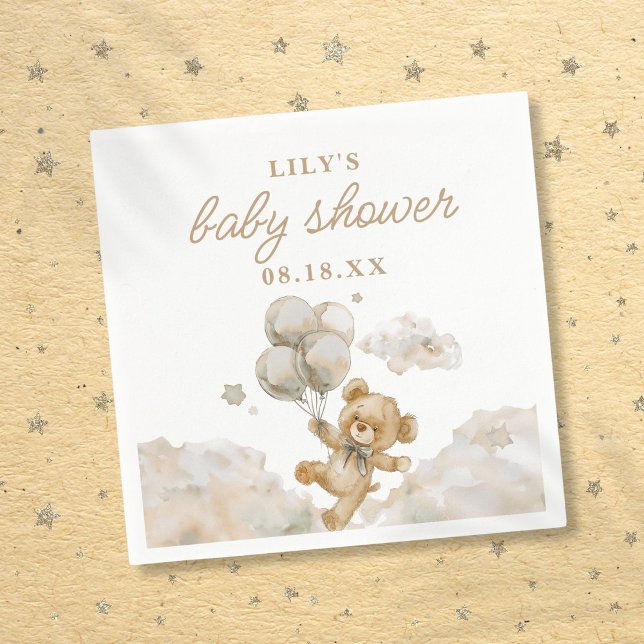 Serviette En Papier Baby shower neutre entre les sexes d'attente préco (Cute Bearly Wait Gender Neutral Baby Shower Napkins)