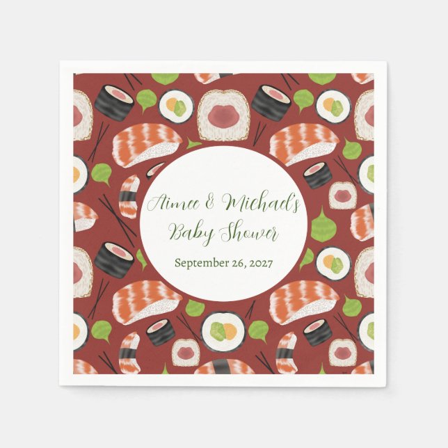 Serviette En Papier Baby shower neutre genre Sushi (Devant)
