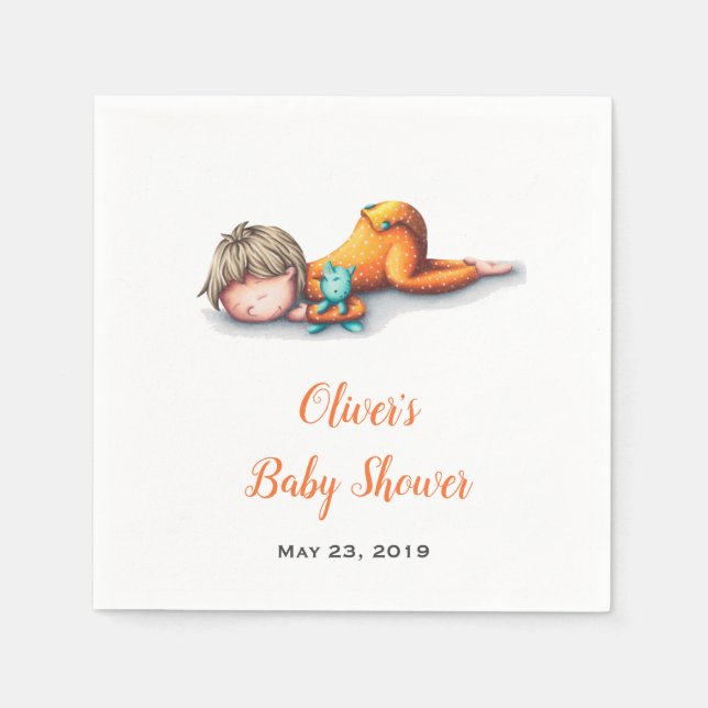 Serviette En Papier Baby shower neutre serviettes blanches avec bébé (Devant)