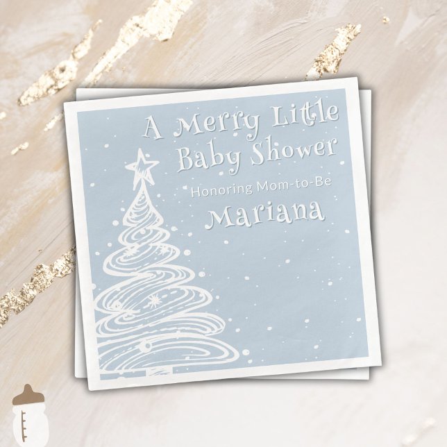 Serviette En Papier Baby Shower Noël Boho Bleu Garçon (Créateur téléchargé)