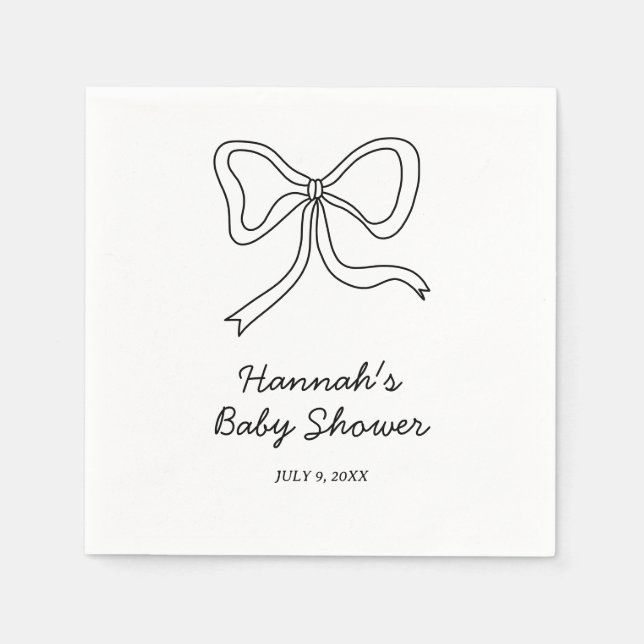Serviette En Papier Baby shower noir coquette personnalisé (Devant)