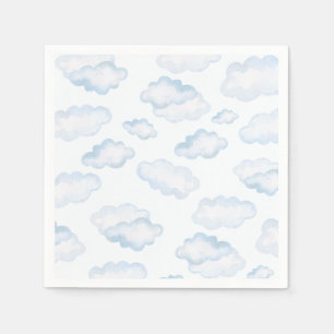 Serviette En Papier Baby shower nuage bleu aquarelle