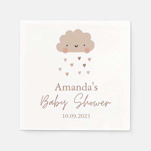 Serviette En Papier Baby shower nuage de pluie Boho mûre (Devant)