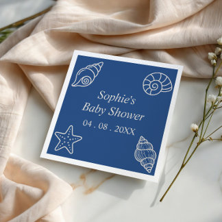 Serviette En Papier Baby Shower Ocean Bleu Coquillage