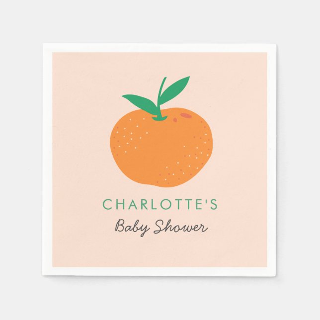 Serviette En Papier Baby shower orange Little Cutie (Devant)