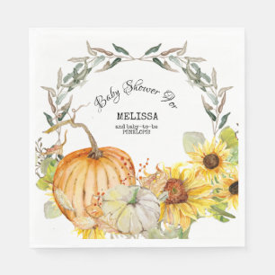 Serviette En Papier Baby shower Orange n White Citrouilles w Sunflower