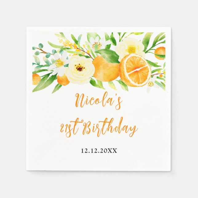 Serviette En Papier Baby Shower Oranges Citrus (Devant)