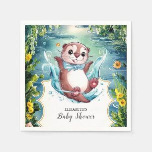 Serviette En Papier Baby shower Otter aquarelle