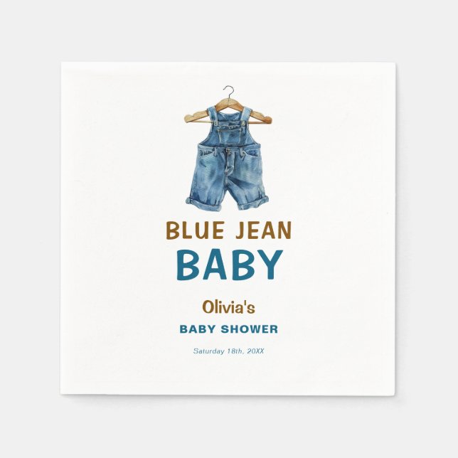 Serviette En Papier Baby shower Ouest Blue Jean Boy (Devant)