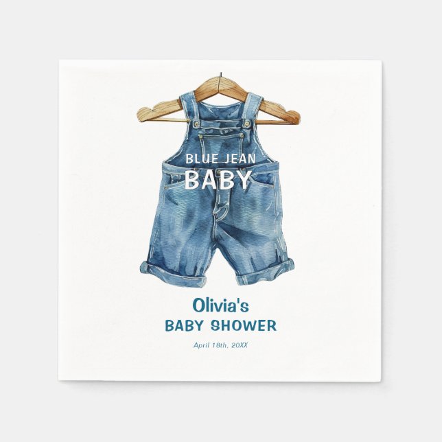 Serviette En Papier Baby shower Ouest Blue Jean Boy (Devant)