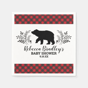 Serviette En Papier Baby shower Ours de bûcheron Napkin