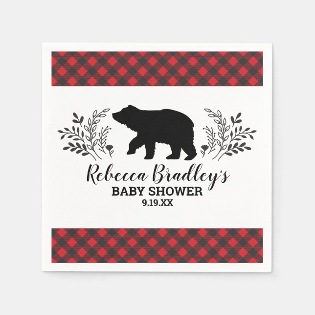 Serviette En Papier Baby shower Ours de bûcheron Napkin (Devant)