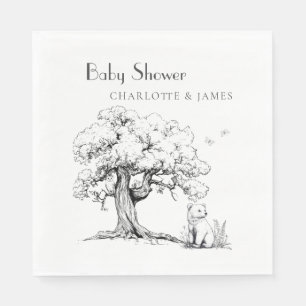 Serviette En Papier Baby shower Ours de la Forêt Noire et Blanche
