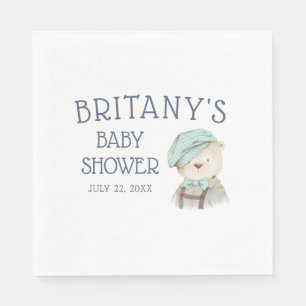 Serviette En Papier Baby Shower Ours des Bois Vintage