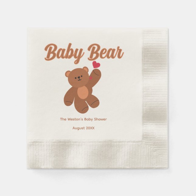 Serviette En Papier Baby shower Ours - Douche de Grossesse Classique (Devant)