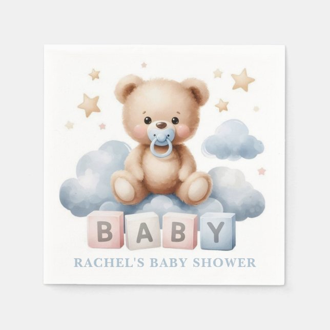 Serviette En Papier Baby shower Ours en Teddy Napkin (Devant)
