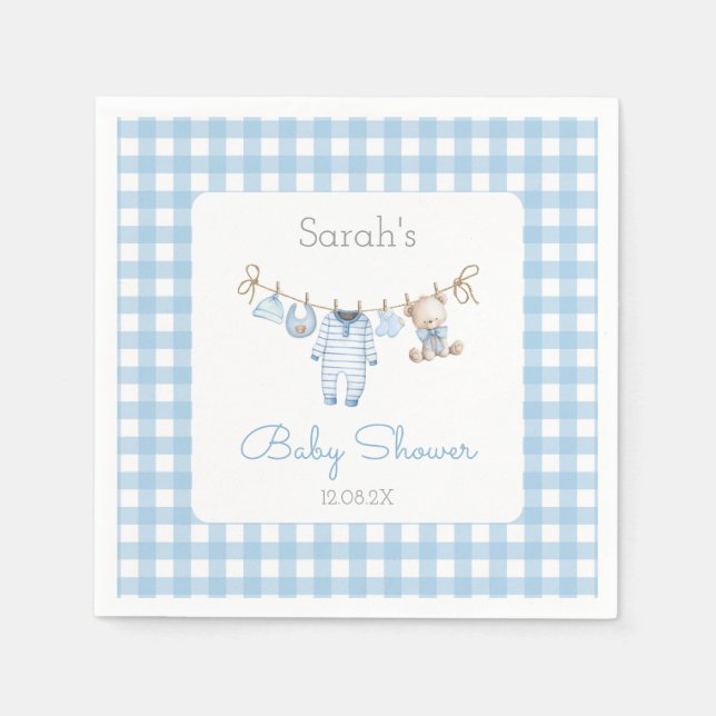 Serviette En Papier Baby-Shower Ours Garçon (Devant)