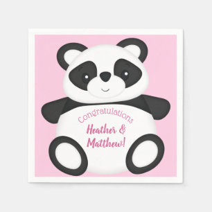 Serviette En Papier Baby shower Ours Panda Rose