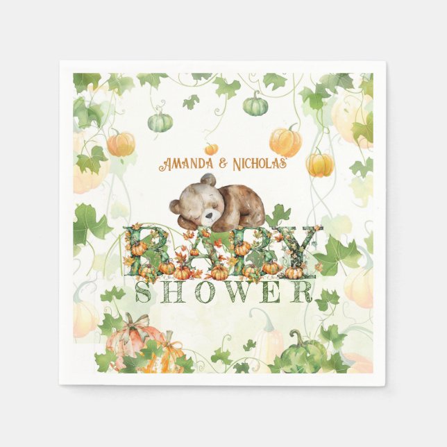 Serviette En Papier Baby Shower Ours qui Tombe (Devant)