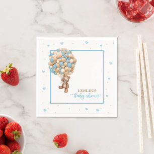 Serviette En Papier Baby shower Ours Teddy - Ballotte à air chaud sur 