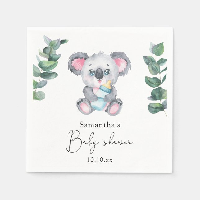 Serviette En Papier Baby Shower Ourse Koala (Devant)