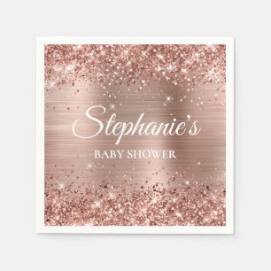 Serviette En Papier Baby Shower Paillettes Rose Gold