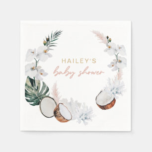 Serviette En Papier Baby shower Pampas Palm Tropical Rose