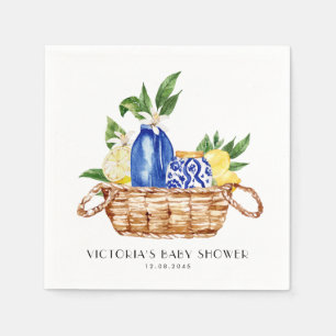 Serviette En Papier Baby Shower Panier Méditerranéen à l'aquarelle