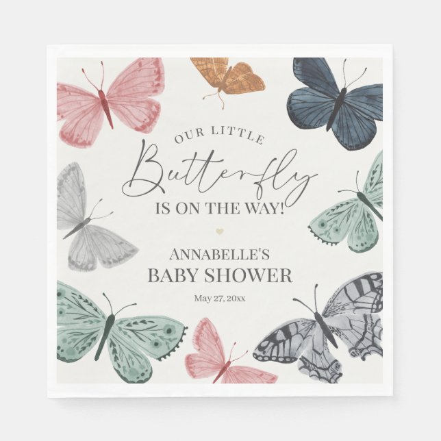 Serviette En Papier Baby shower papillon Boho Napkin (Devant)