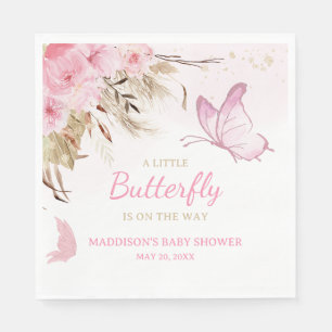 Serviette En Papier Baby Shower Papillon Floral