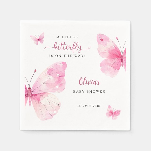 Serviette En Papier Baby Shower Papillon Mignon (Devant)