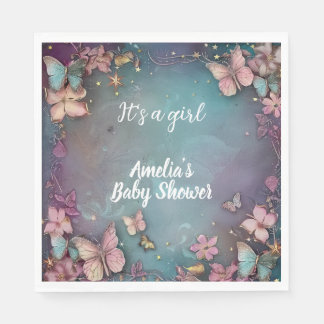 Serviette En Papier Baby shower papillon violet