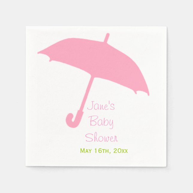 Serviette En Papier Baby shower parapluie rose serviettes (Devant)