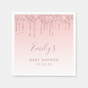 Serviette En Papier Baby shower Parties scintillant rose