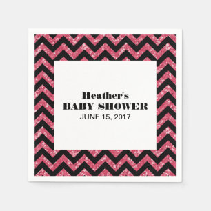 Serviette En Papier Baby shower Parties scintillant rose Chevron
