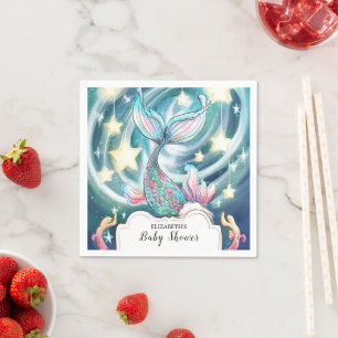 Serviette En Papier Baby shower Pastel Cute Mermaid