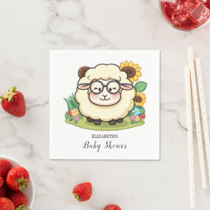 Serviette En Papier Baby shower Pastel Cute Sheep