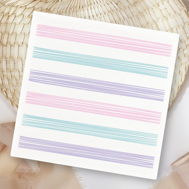 Serviette En Papier Baby shower Pastel Stripe (Créateur téléchargé)